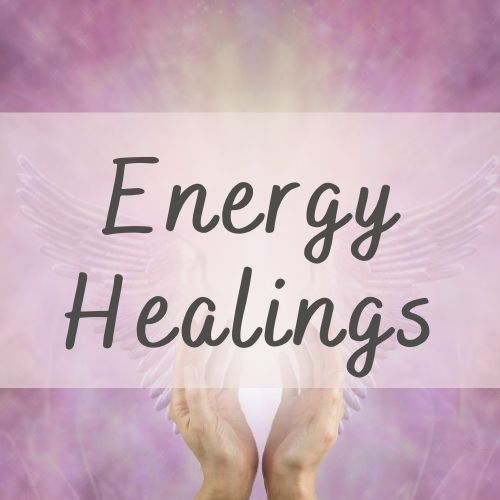 Energy Healings, hands holding pink angel wings